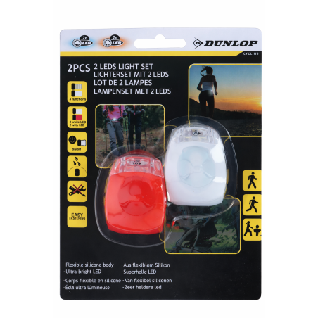 Juego de luces LED Dunlop para bicicleta (delantera + trasera)