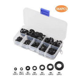 Nylon isolatie ringen set (M2–M8), 364 stuks