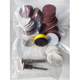 Set of 25 mm sanding pad, 99 discs, grit 40-7000, 2 adapters