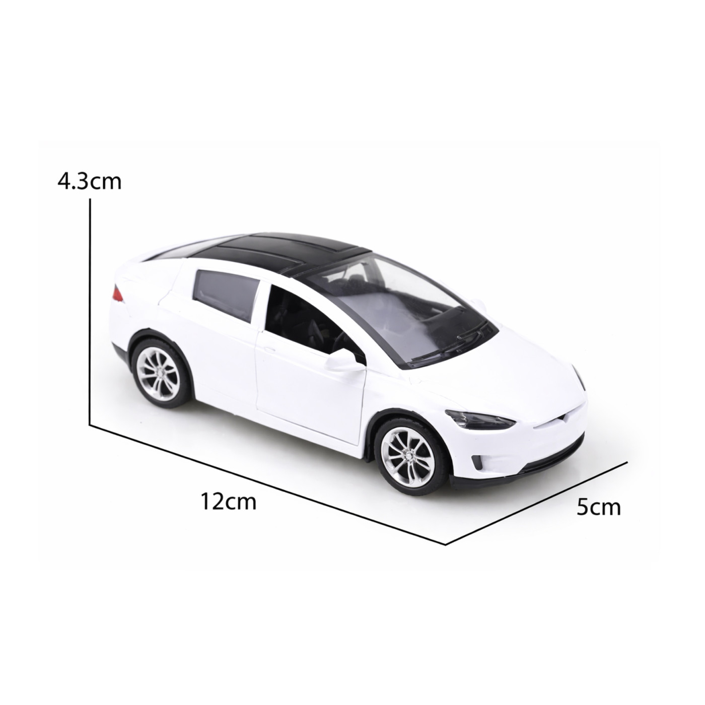 Tesla Model X Modellauto (Maßstab 1:36, ca. 12x5x4 cm, weiß)