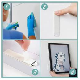 Zelfklevende montage strips, set van 4, max. 7 kg