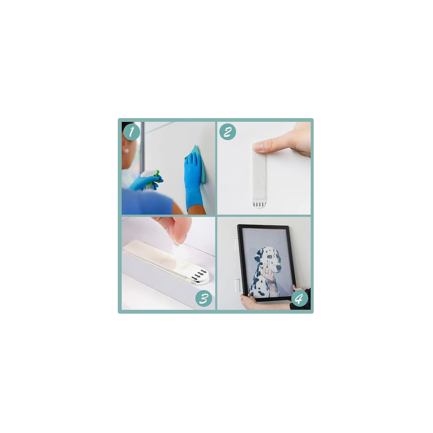 Zelfklevende montage strips, set van 4, max. 7 kg