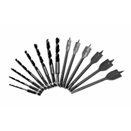 Juego de 14 brocas helicoidales y brocas rápidas (3-25 mm) para