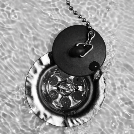 Základní gumová zátka do odpadu s řetízkem (malá, 40 mm, černá)