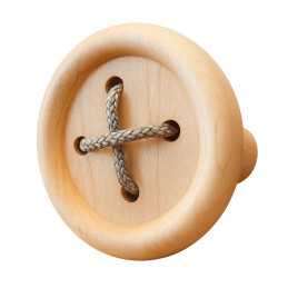 Funny wooden button/wall hook (with shoelaces, gray) -