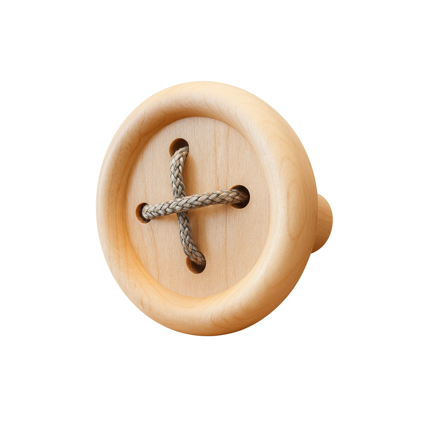 Divertente bottone/gancio da parete in legno (con lacci