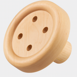 Lustiger Holzknopf/Wandhaken (mit Schnürsenkeln, grau) -