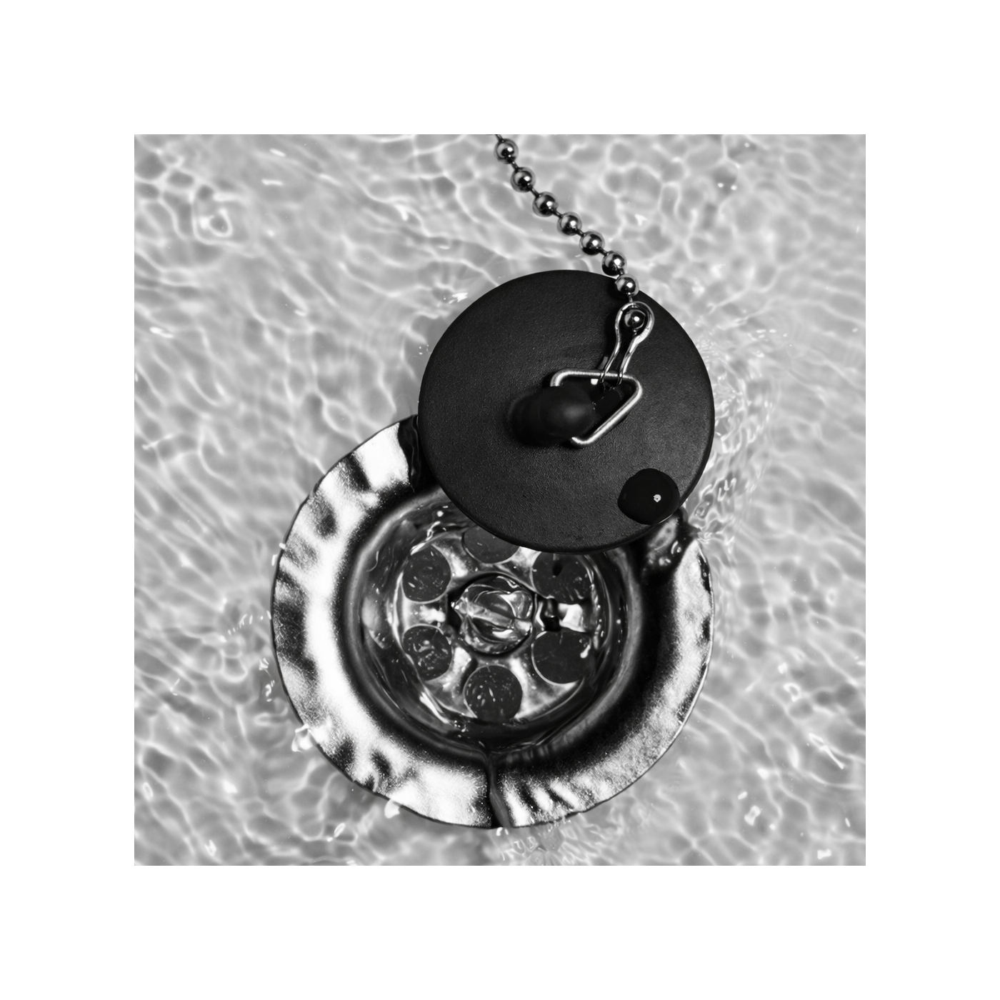 Einfacher Abflussstopfen aus Gummi mit Kette (groß, 45 mm