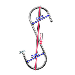 Sæt med 5 metal S-kroge (galvaniseret stål, 70 mm )