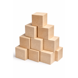 Set van 9 netjes geschaafde vierkant blokken lindehout (5x5x5