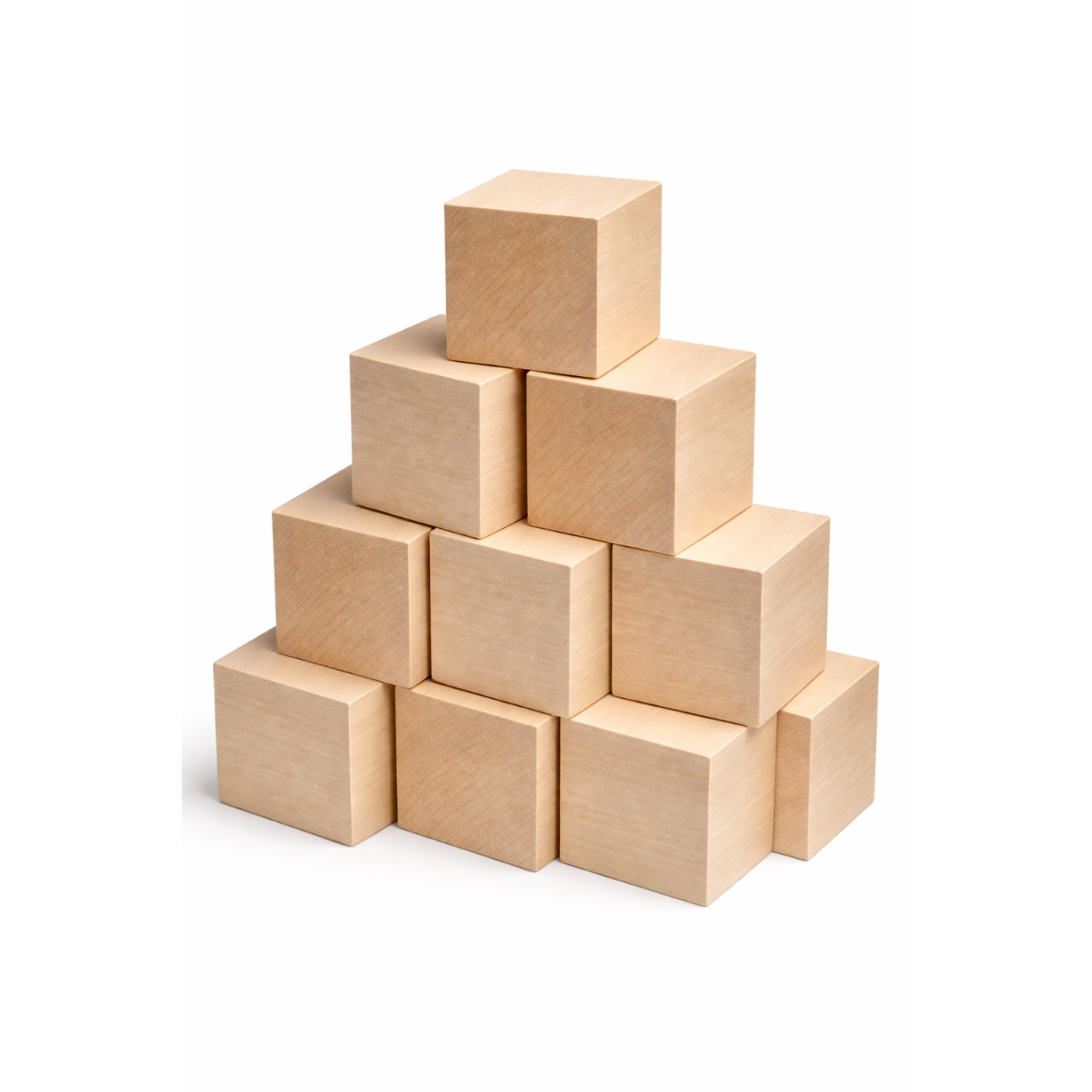 Juego de 9 bloques cuadrados de madera de tilo cuidadosamente