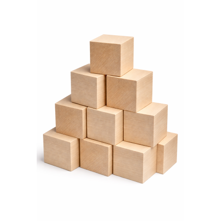 Set di 9 blocchi quadrati di legno di tiglio ben piallati