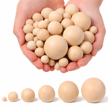 Ensemble de 5 boules en bois (diamètre: 45 mm, bois de schima)