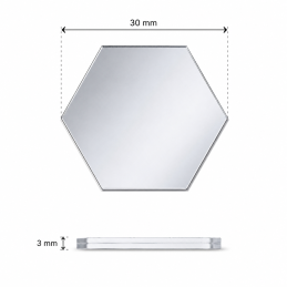 Set of 30 small hexagon mirrors (3x30 mm, silver)