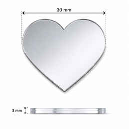 Set di 30 piccoli specchietti a forma di cuore (3x30 mm