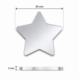 Sada 30 malých zrcátek ve tvaru hvězdy (3x30 mm, stříbrná)