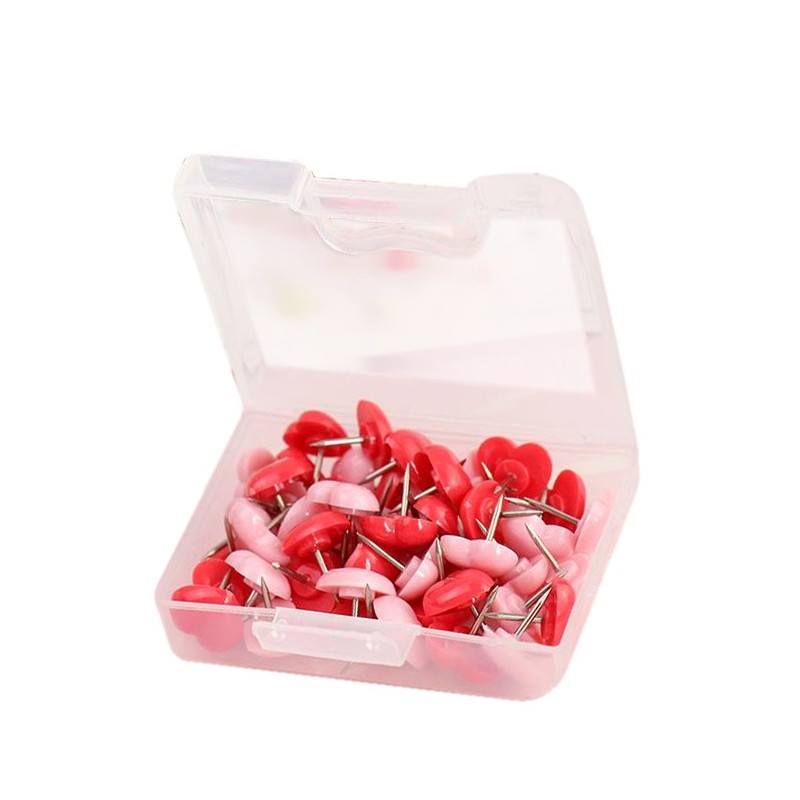 Push pins hearts: pink and red, 48 pcs