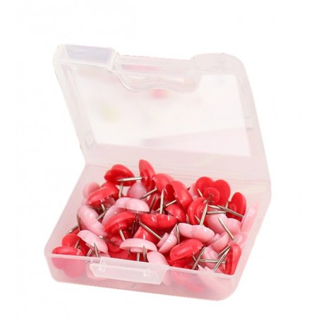 Push pins hearts: pink and red, 48 pcs