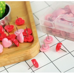 Push pins hearts: pink and red, 48 pcs