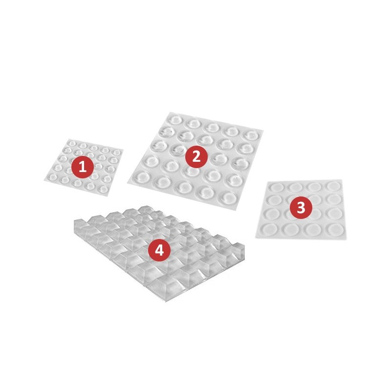 Set of 106 self adhesive buffers (combi-pack: 4 types)
