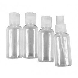 Set de 4 botellas de viaje con tapones