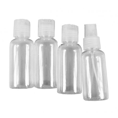 Set of 4 travel bottles with caps