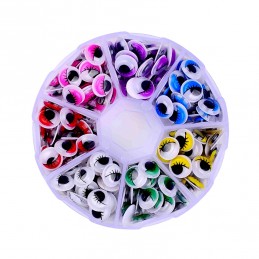 Occhi mobili con ciglia, elementi decorativi, 210 pezzi
