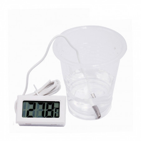 Termômetro LCD branco com sonda (para aquário, etc.)
