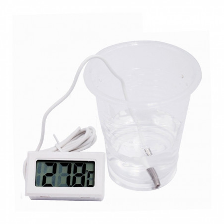 Thermomètre LCD blanc avec sonde (pour aquarium, etc.)