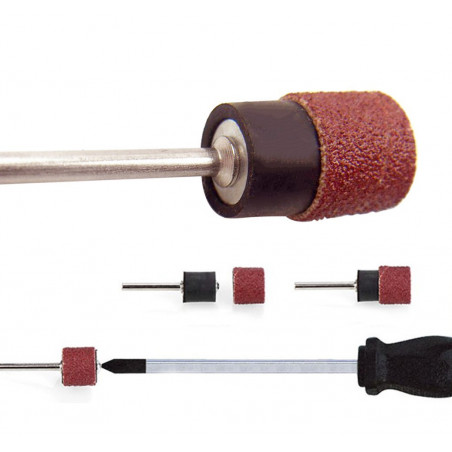 Set di 100 nastri abrasivi, grana 150, con 2 mandrini Set di 100 nastri abrasivi, grana 150, con 2 mandrini