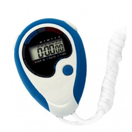 Cronômetro digital (azul / branco, plástico ABS)