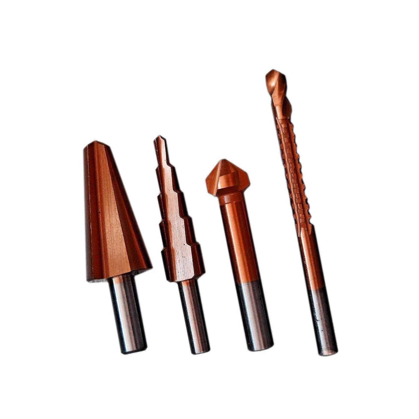 Set of various drills (stepping drill, countersink drill,..)