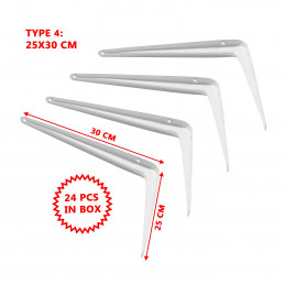 Set of 24 metal shelf supports (type 4, 25x30 cm, white)