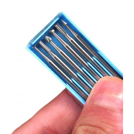 6 HSS mini freesjes, 1.8x40 mm, 2.35 mm schacht 6 HSS mini freesjes, 1.8x40 mm, 2.35 mm schacht