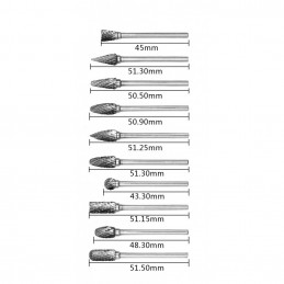 Set of high quality cutters, tungsten carbide (10 pieces, 3 mm