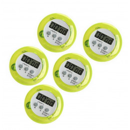 Sada 5 digitálních časovačů, kuchyňské časovače (budík) zelené