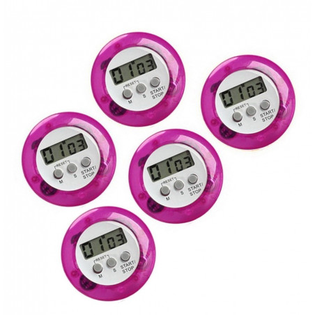 Set di 5 timer da cucina digitali, sveglie, viola