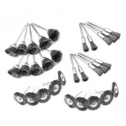 Set von 30 Messingdrahtbürsten, 3 Formen (3 mm Schaft)