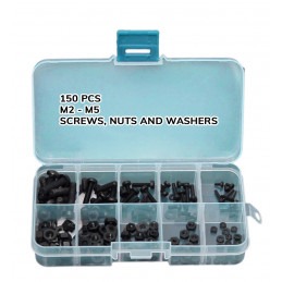 Set of 300 nylon bolts, nuts and washers (white and black)