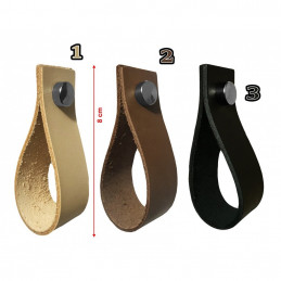 Set of 4 leather handles, loops, for furniture, black