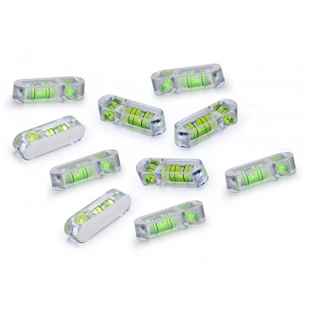 Set van 10 stuks mini waterpassen, 2 richtingen, 3 cm lang