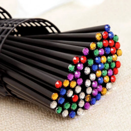 Ensemble de 40 crayons en bois noirs avec diamant