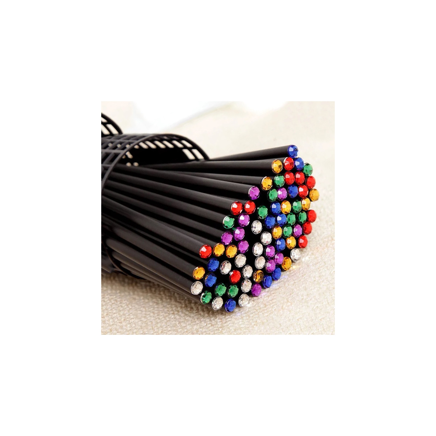 Set of 40 black wooden pencils with diamond