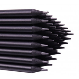 Set of 40 black wooden pencils with diamond