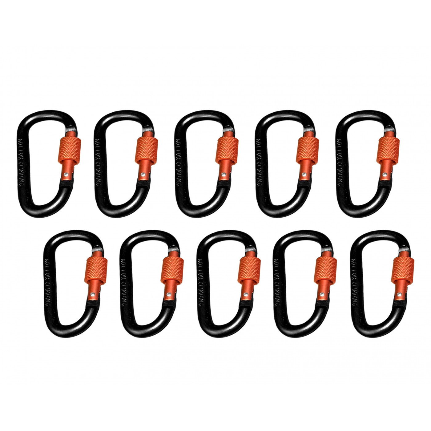 Set van 10 Karabiner, Farbe 2: black orange, 100 kg