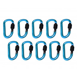 Set of 10 carabiners, color 4: light blue, 100 kg