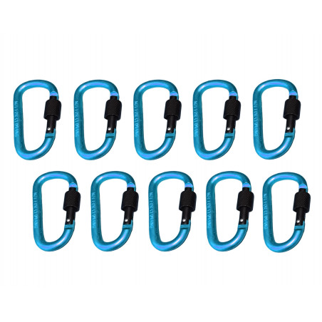Set van 10 karabijnhaken, kleur 4: light blue, 100 kg Set van 10 karabijnhaken, kleur 4: light blue, 100 kg