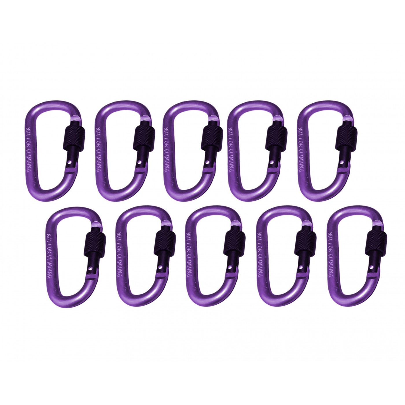 Set of 10 carabiners, color 7: purple, 100 kg