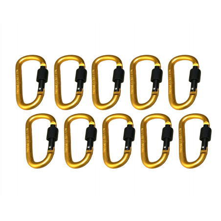 Conjunto de 10 mosquetones, color 8: amarillo, 100 kg.