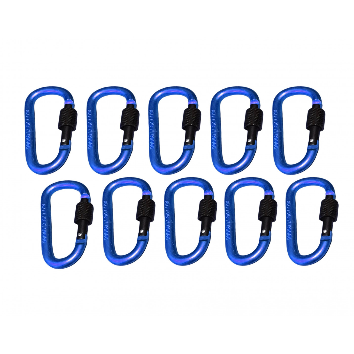 Set of 10 carabiners, color 9: dark blue, 100 kg